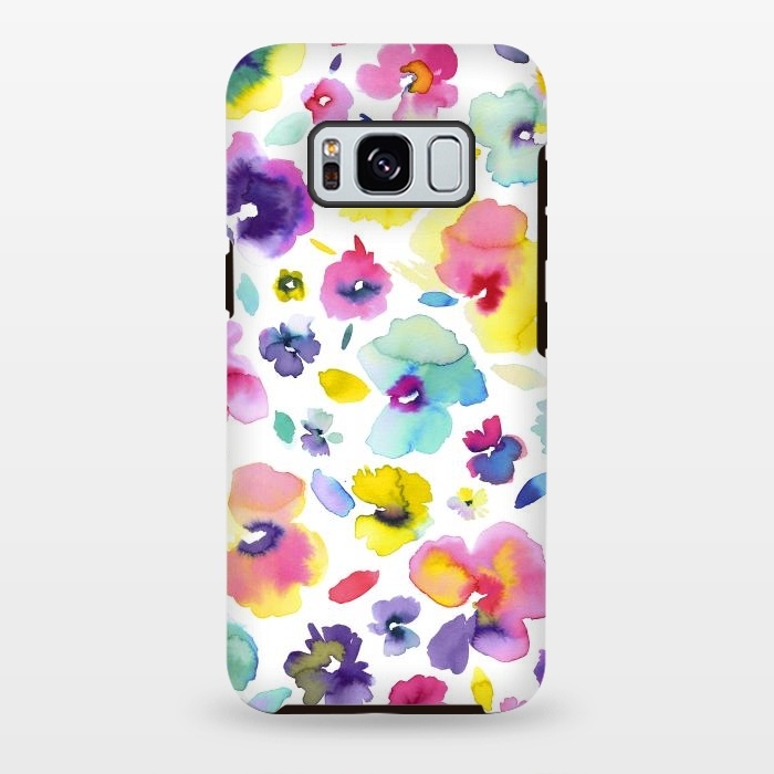 Galaxy S8 plus StrongFit Watercolor Tropical Flowers by Ninola Design