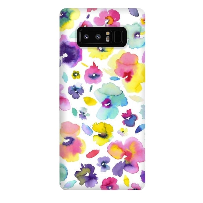 Galaxy Note 8 StrongFit Watercolor Tropical Flowers by Ninola Design