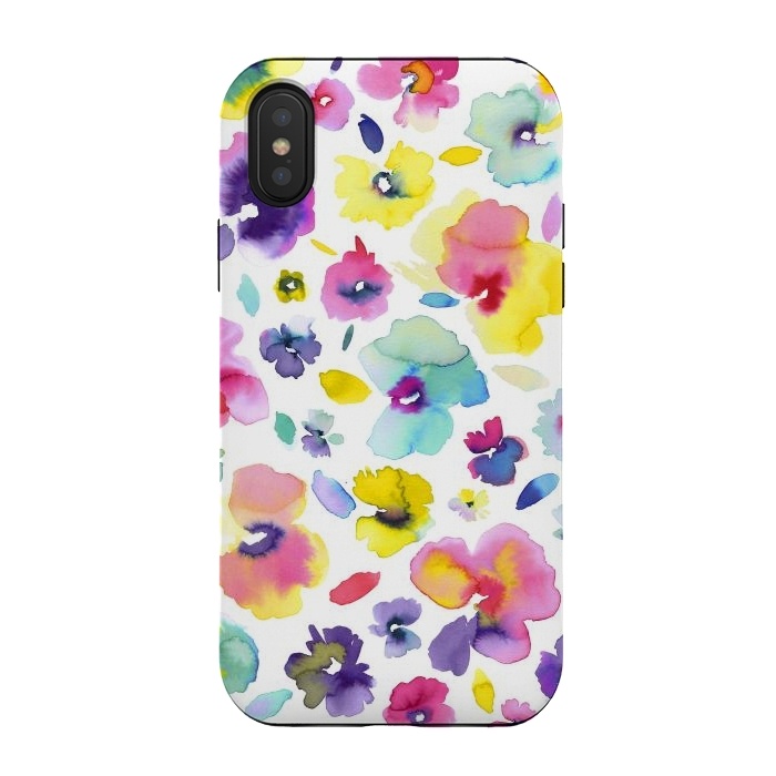 iPhone Xs / X StrongFit Watercolor Tropical Flowers by Ninola Design
