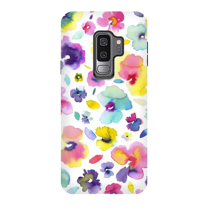 Galaxy S9 plus StrongFit Watercolor Tropical Flowers by Ninola Design