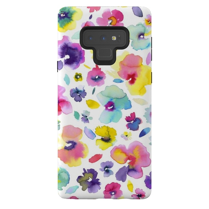 Galaxy Note 9 StrongFit Watercolor Tropical Flowers by Ninola Design
