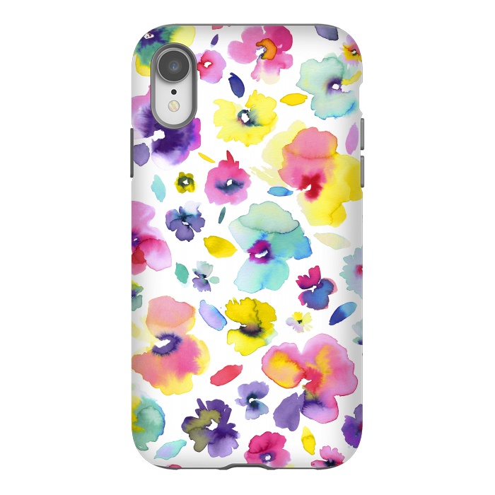 iPhone Xr StrongFit Watercolor Tropical Flowers by Ninola Design