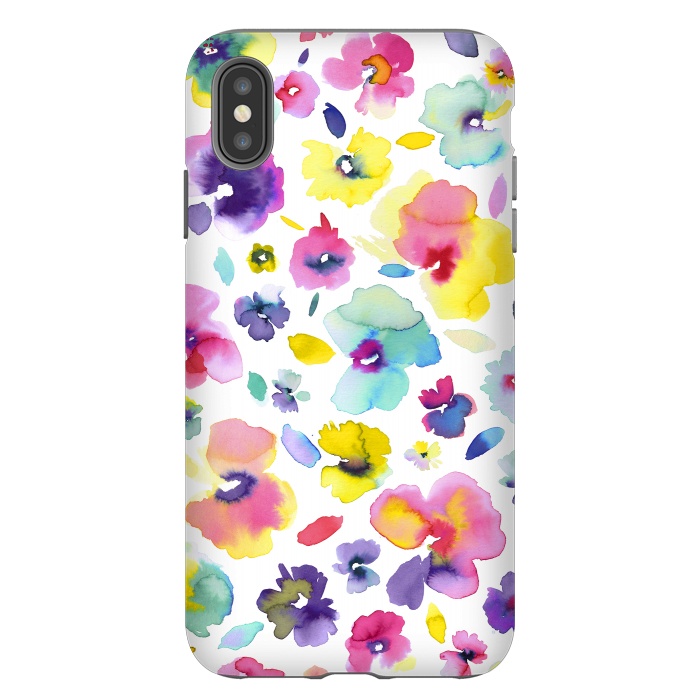 iPhone Xs Max StrongFit Watercolor Tropical Flowers by Ninola Design