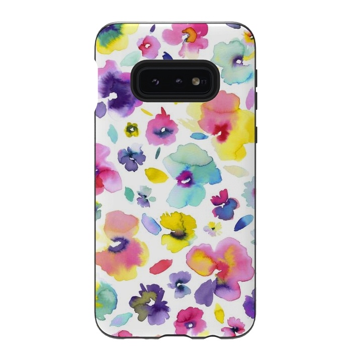 Galaxy S10e StrongFit Watercolor Tropical Flowers by Ninola Design
