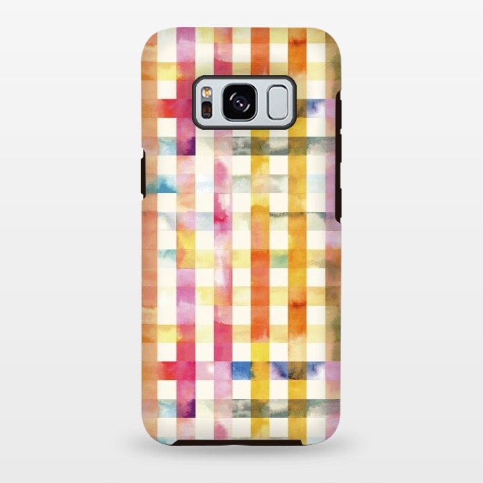 Galaxy S8 plus StrongFit Vichy Gingham Watercolor Yellow by Ninola Design