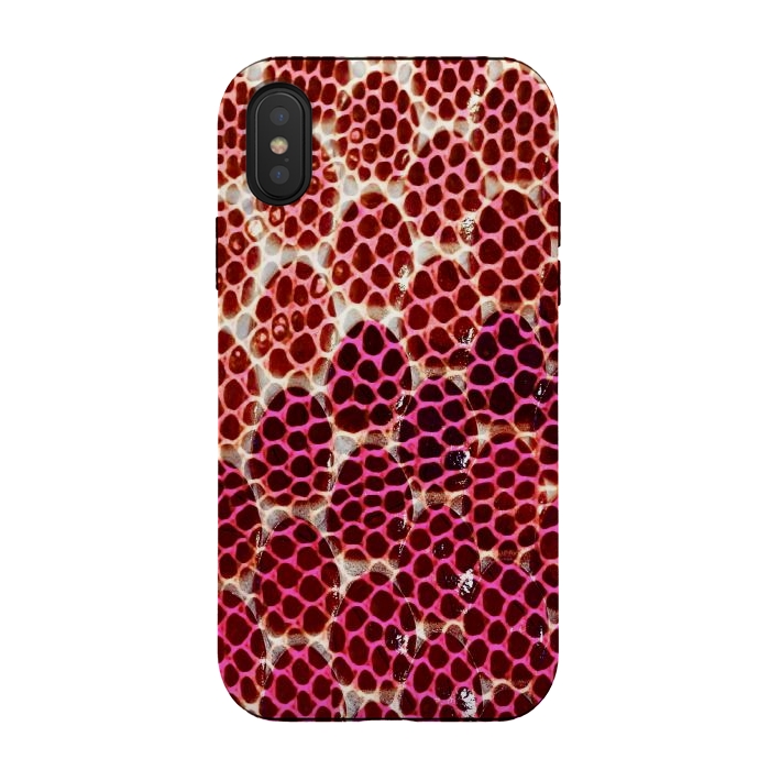 iPhone Xs / X StrongFit Pink Snake skin scales by Oana 