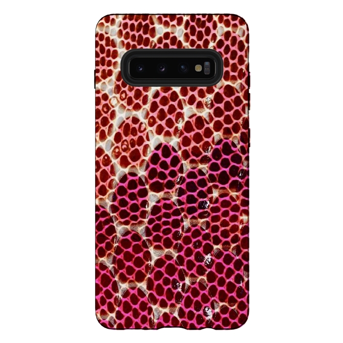 Galaxy S10 plus StrongFit Pink Snake skin scales by Oana 