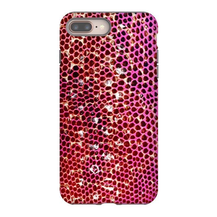 iPhone 7 plus StrongFit Gradient pink red snake skin pattern by Oana 