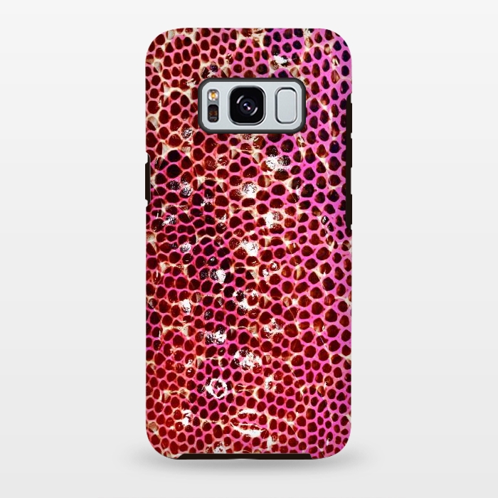 Galaxy S8 plus StrongFit Gradient pink red snake skin pattern by Oana 