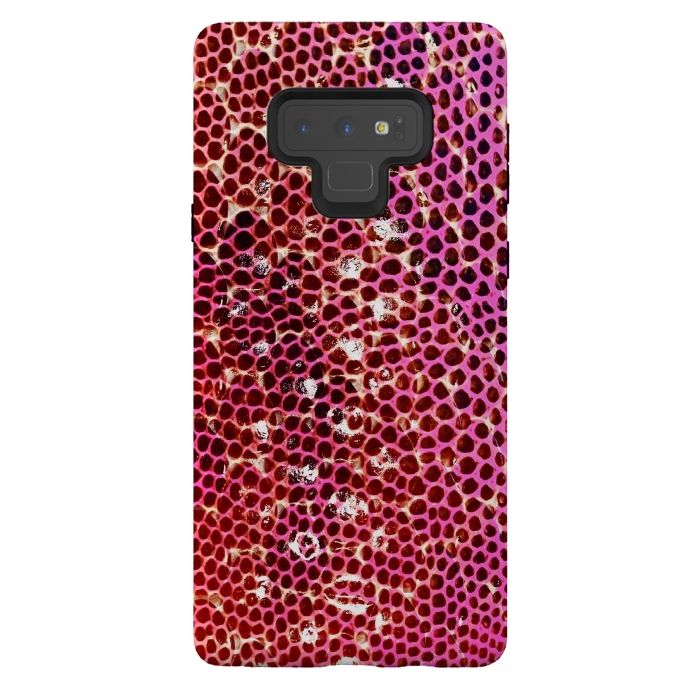 Galaxy Note 9 StrongFit Gradient pink red snake skin pattern by Oana 