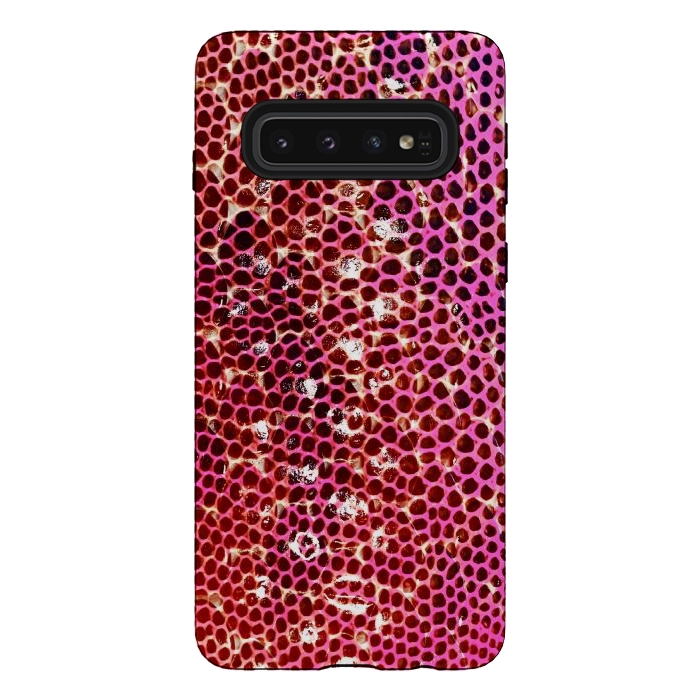 Galaxy S10 StrongFit Gradient pink red snake skin pattern by Oana 