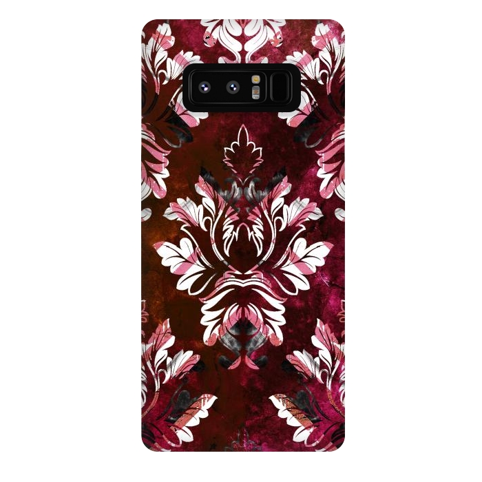 Galaxy Note 8 StrongFit Rich burgundy marble and silver damask by Oana 