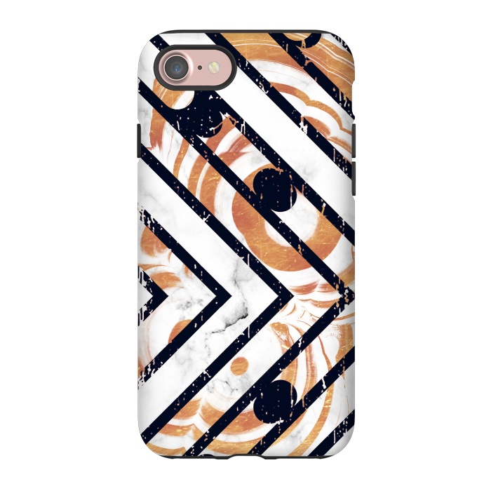 iPhone 7 StrongFit Geometric white gold marble stripes by Oana 
