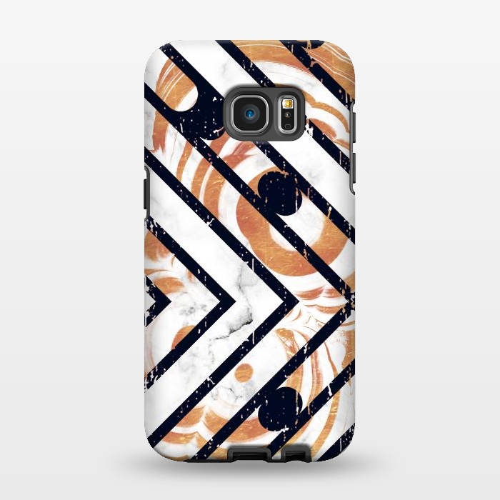 Galaxy S7 EDGE StrongFit Geometric white gold marble stripes by Oana 