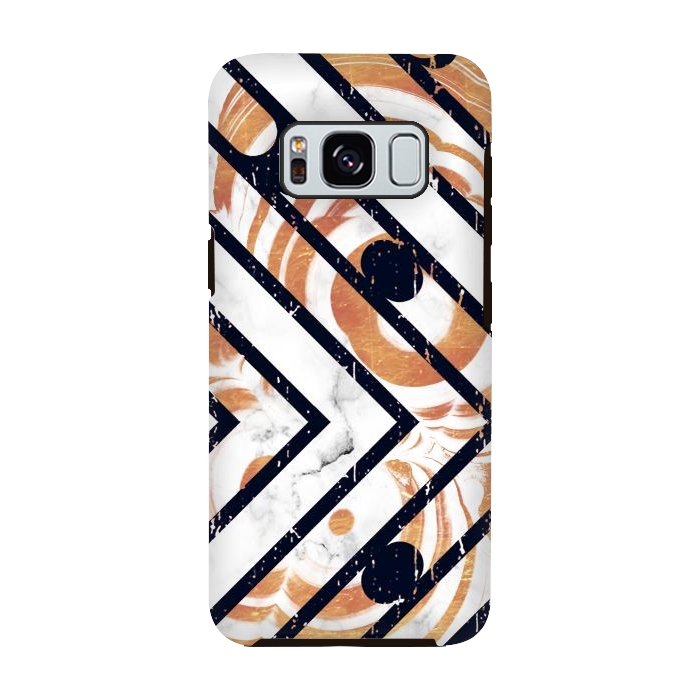 Galaxy S8 StrongFit Geometric white gold marble stripes by Oana 