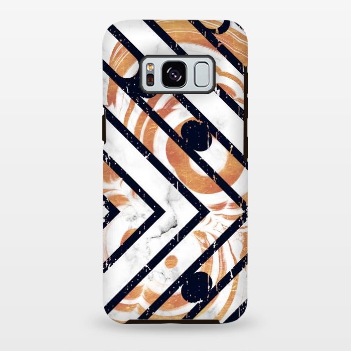 Galaxy S8 plus StrongFit Geometric white gold marble stripes by Oana 