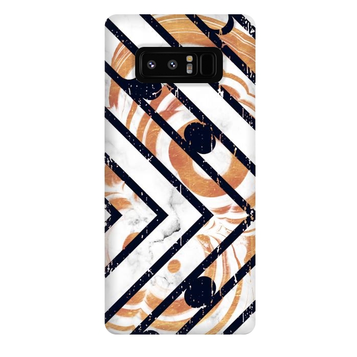 Galaxy Note 8 StrongFit Geometric white gold marble stripes by Oana 