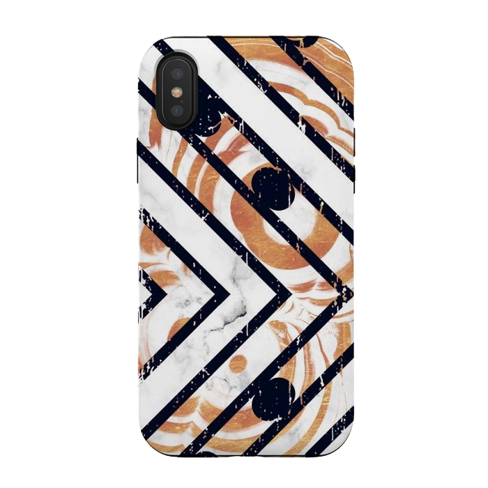 iPhone Xs / X StrongFit Geometric white gold marble stripes by Oana 