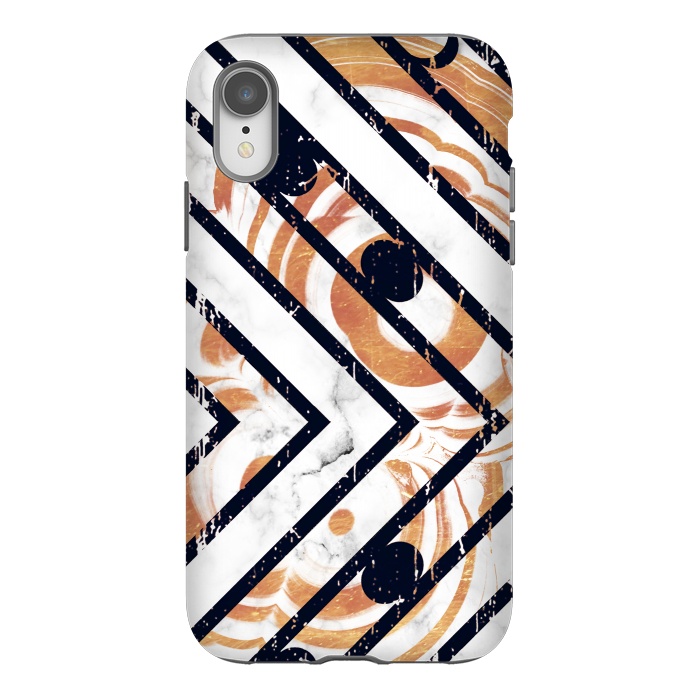 iPhone Xr StrongFit Geometric white gold marble stripes by Oana 