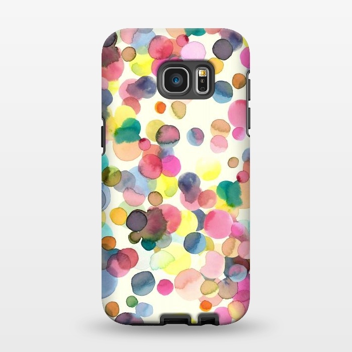Galaxy S7 EDGE StrongFit Watercolor Colorful Dots by Ninola Design