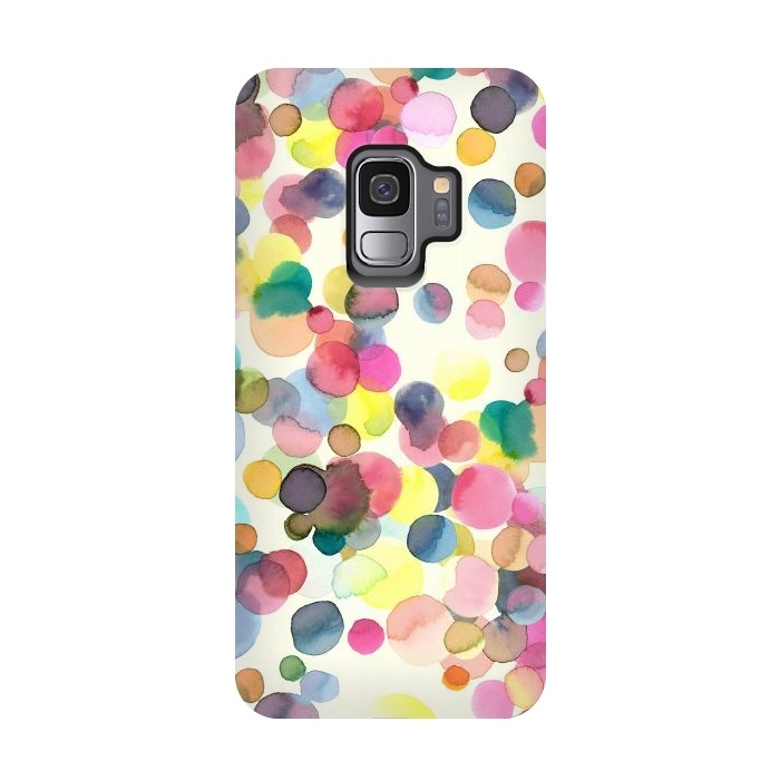 Galaxy S9 StrongFit Watercolor Colorful Dots by Ninola Design