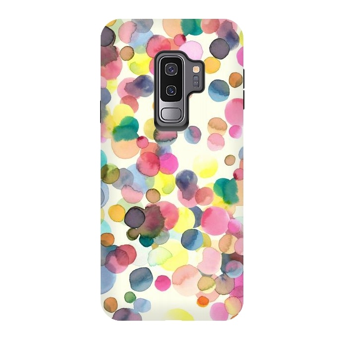 Galaxy S9 plus StrongFit Watercolor Colorful Dots by Ninola Design