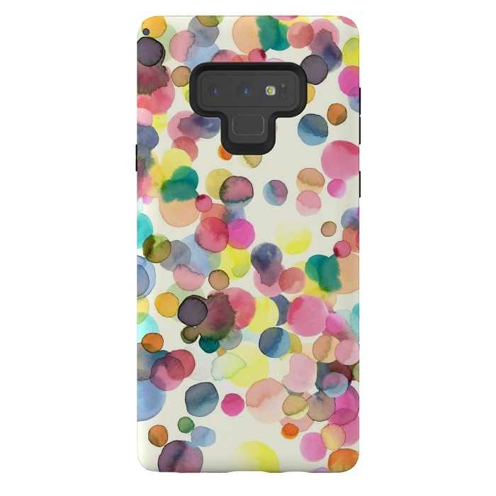 Galaxy Note 9 StrongFit Watercolor Colorful Dots by Ninola Design