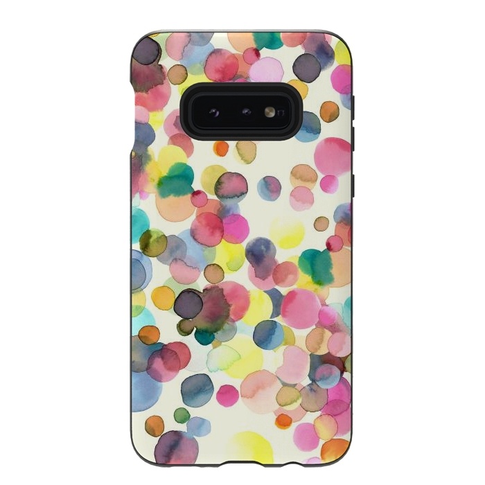 Galaxy S10e StrongFit Watercolor Colorful Dots by Ninola Design