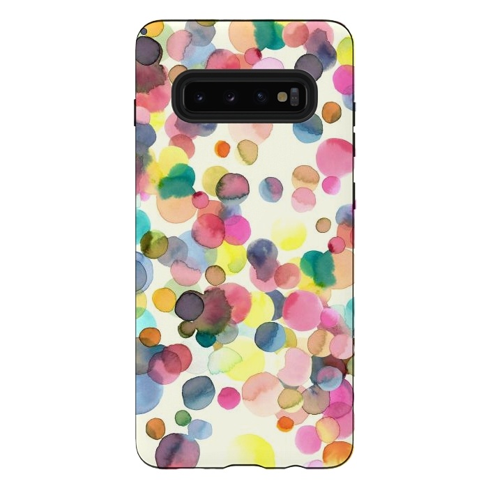 Galaxy S10 plus StrongFit Watercolor Colorful Dots by Ninola Design