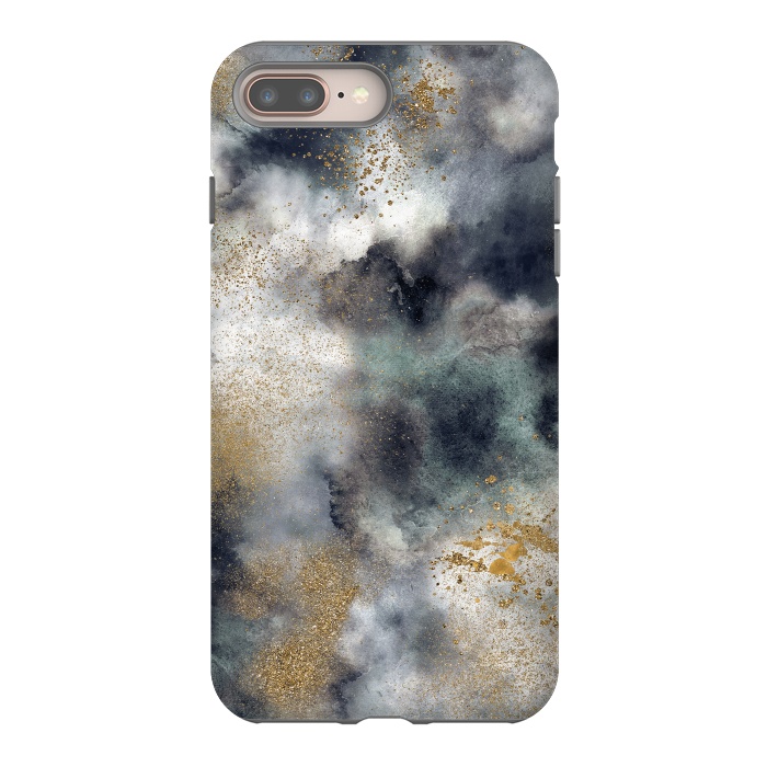 iPhone 7 plus StrongFit Marble Watercolor Dark Clouds by Ninola Design