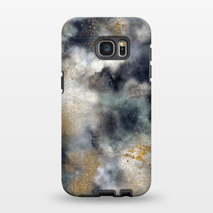 Galaxy S7 EDGE StrongFit Marble Watercolor Dark Clouds by Ninola Design