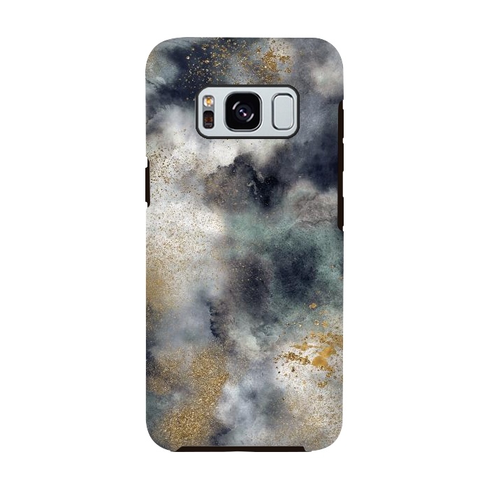 Galaxy S8 StrongFit Marble Watercolor Dark Clouds by Ninola Design