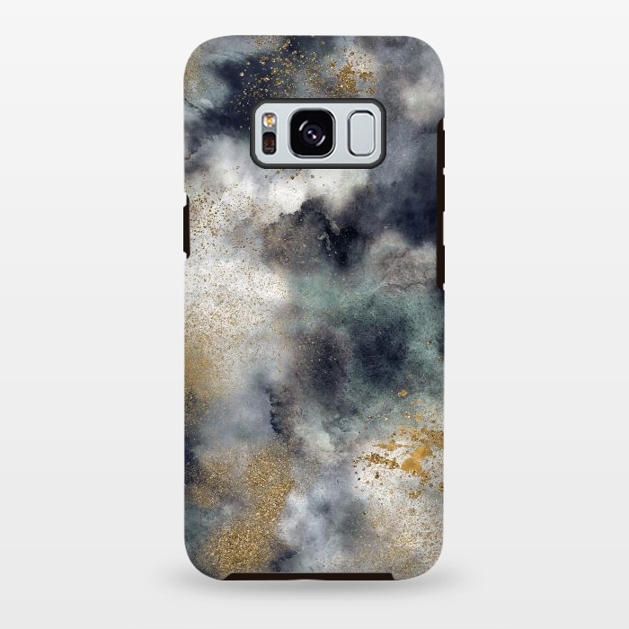 Galaxy S8 plus StrongFit Marble Watercolor Dark Clouds by Ninola Design