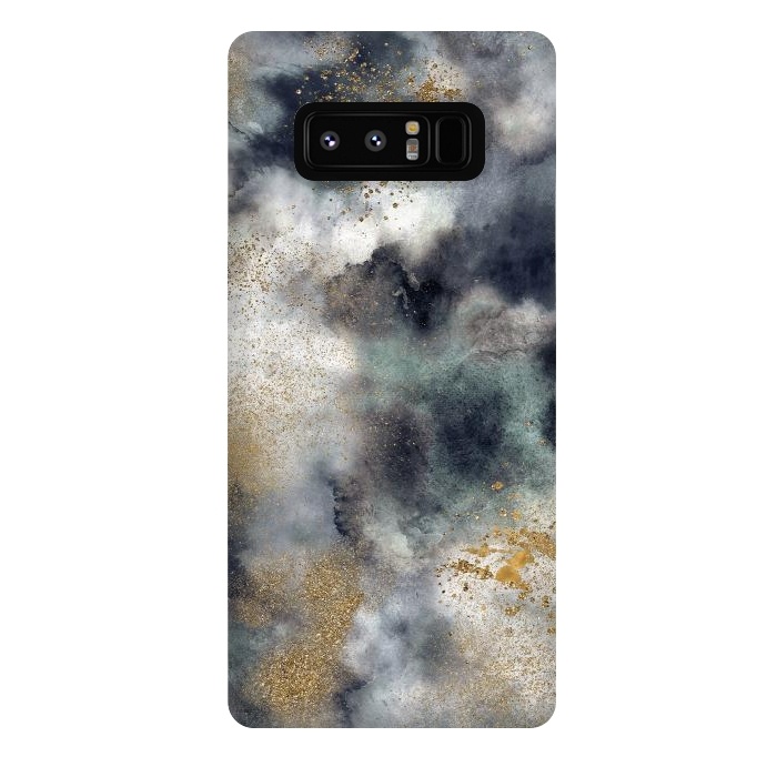 Galaxy Note 8 StrongFit Marble Watercolor Dark Clouds by Ninola Design