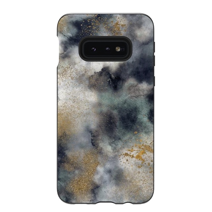 Galaxy S10e StrongFit Marble Watercolor Dark Clouds by Ninola Design