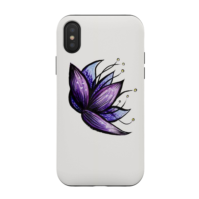 iPhone Xs / X StrongFit Abstract Flower Doodle Ink Watercolor Drawing by Boriana Giormova