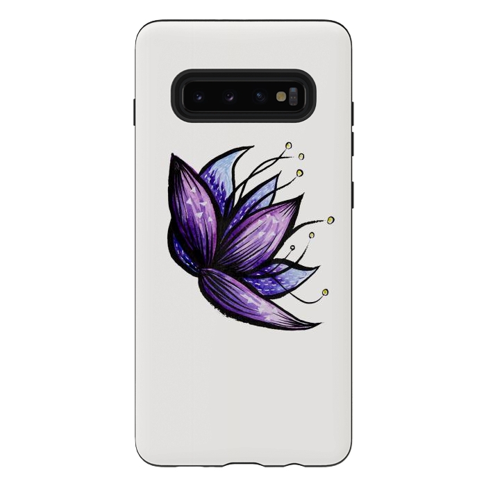 Galaxy S10 plus StrongFit Abstract Flower Doodle Ink Watercolor Drawing by Boriana Giormova