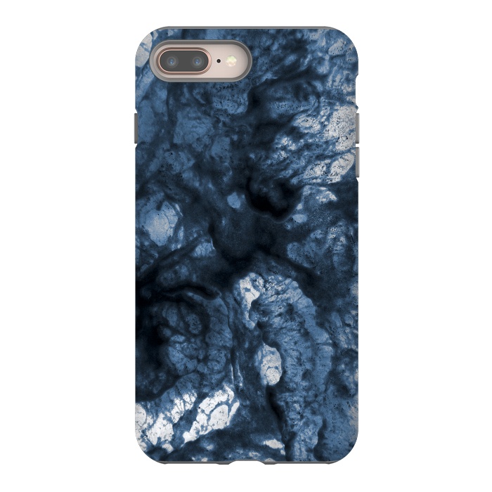 iPhone 7 plus StrongFit Abstract Indigo Smoke Marble by Ninola Design