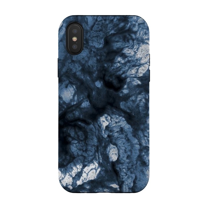 iPhone Xs / X StrongFit Abstract Indigo Smoke Marble by Ninola Design