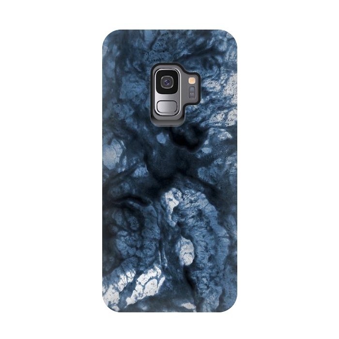 Galaxy S9 StrongFit Abstract Indigo Smoke Marble by Ninola Design