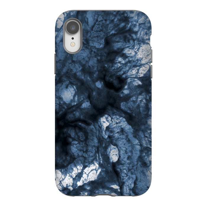 iPhone Xr StrongFit Abstract Indigo Smoke Marble by Ninola Design