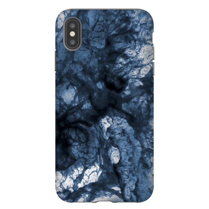 iPhone Xs Max StrongFit Abstract Indigo Smoke Marble by Ninola Design