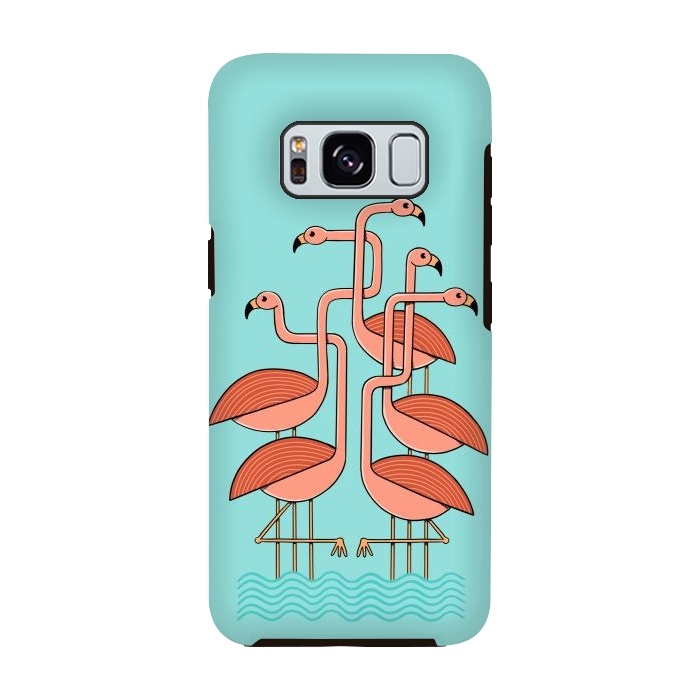 Galaxy S8 StrongFit Flamingos by Coffee Man