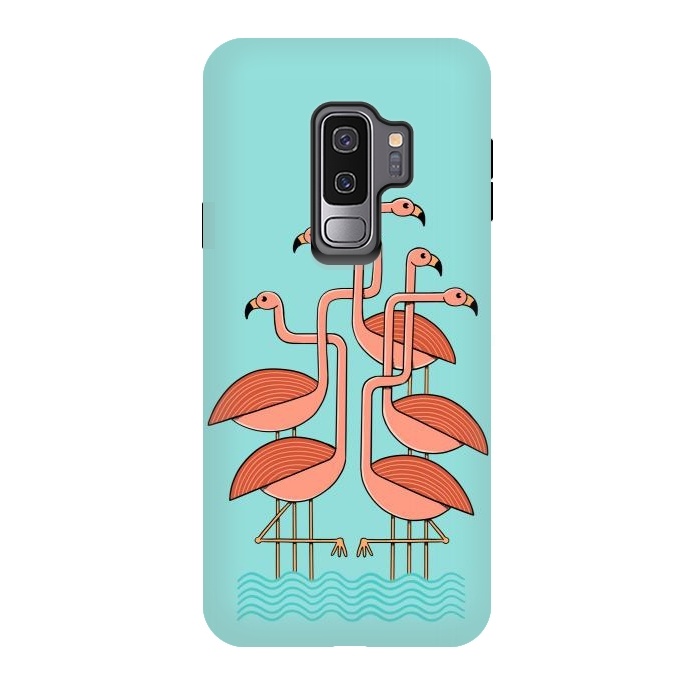 Galaxy S9 plus StrongFit Flamingos by Coffee Man