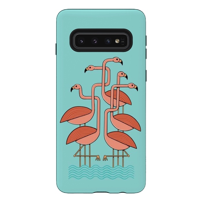 Galaxy S10 StrongFit Flamingos by Coffee Man