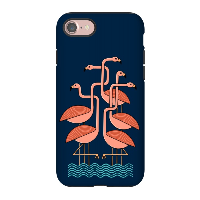 iPhone 7 StrongFit Flamingos blue by Coffee Man