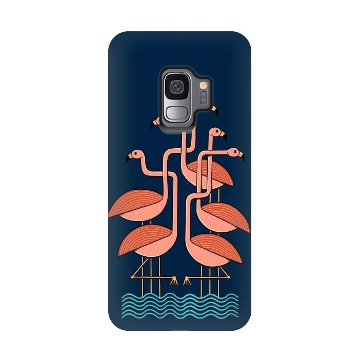 Galaxy S9 StrongFit Flamingos blue by Coffee Man
