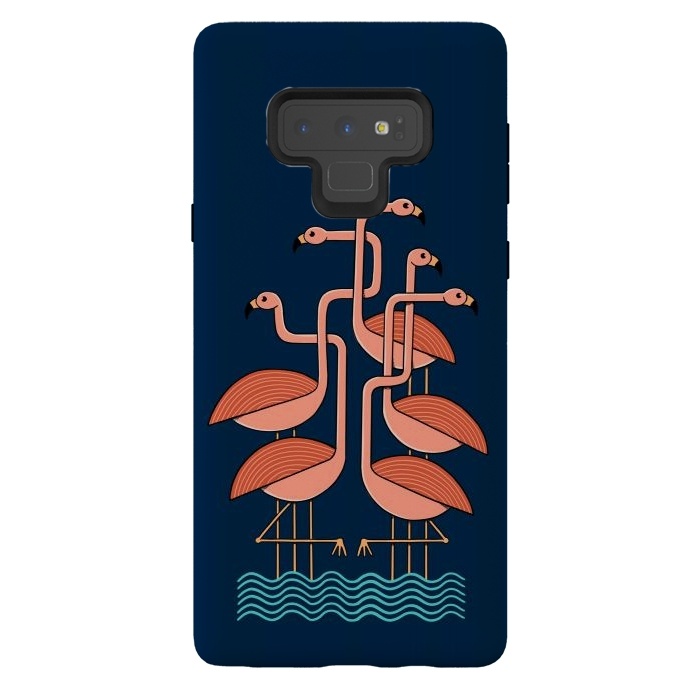 Galaxy Note 9 StrongFit Flamingos blue by Coffee Man