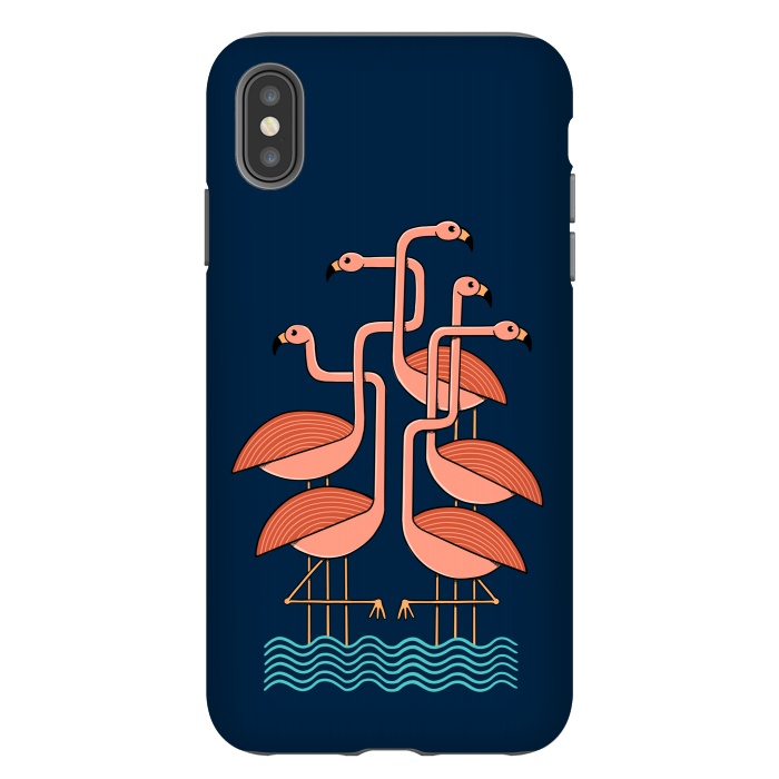iPhone Xs Max StrongFit Flamingos blue by Coffee Man