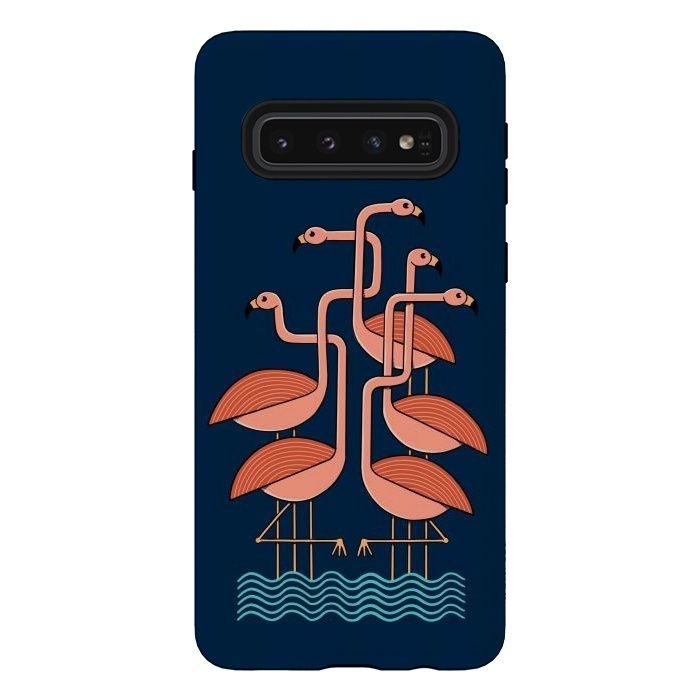 Galaxy S10 StrongFit Flamingos blue by Coffee Man